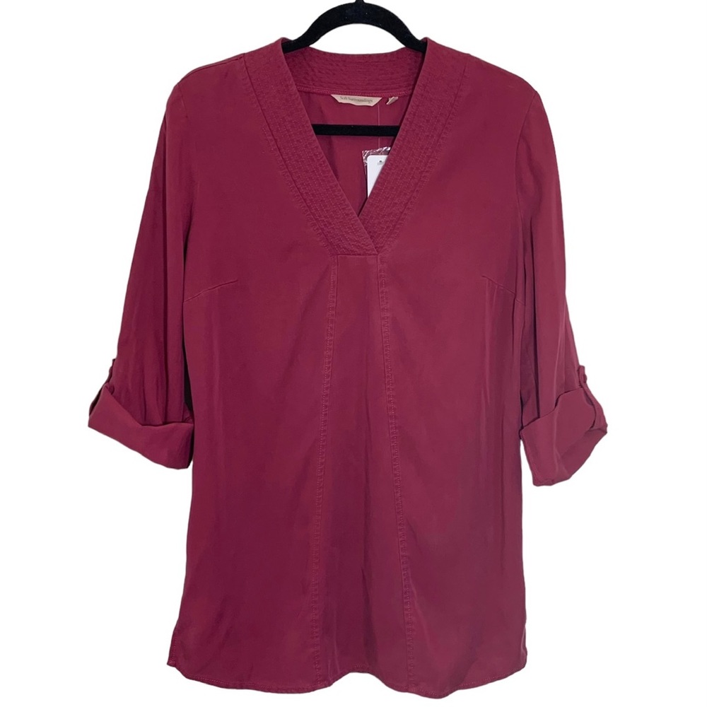 NWT Soft Surroundings Berry Maelle Tab Sleeve Tunic Top Size S
